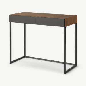 Hopkins Compact Desk, Walnut Effect & Grey