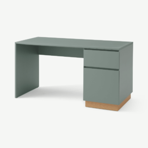 Elsdon Storage Desk, Concrete Blue & Oak