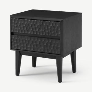 Abbon Bedside Table, Textured Charcoal Washed Oak