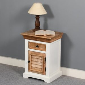 Accra Mango Wood Bedside Cabinet With 1 Door 1 Darwer In Oak