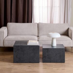 Delft Wooden Nesting Coffee Tables In Grey Black