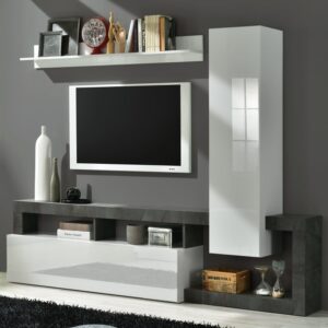 Hanmer Small White Gloss Entertainment Wall Unit In Oxide