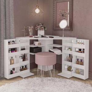 Ocala Wooden Dressing Table Corner With Storage In White