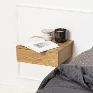 Aviana Wall Hung Wooden Bedside Cabinet With 1 Drawer In Oak