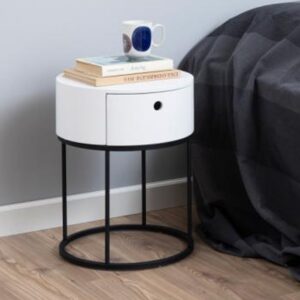 Portage Wooden Bedside Cabinet With 1 Drawer In White