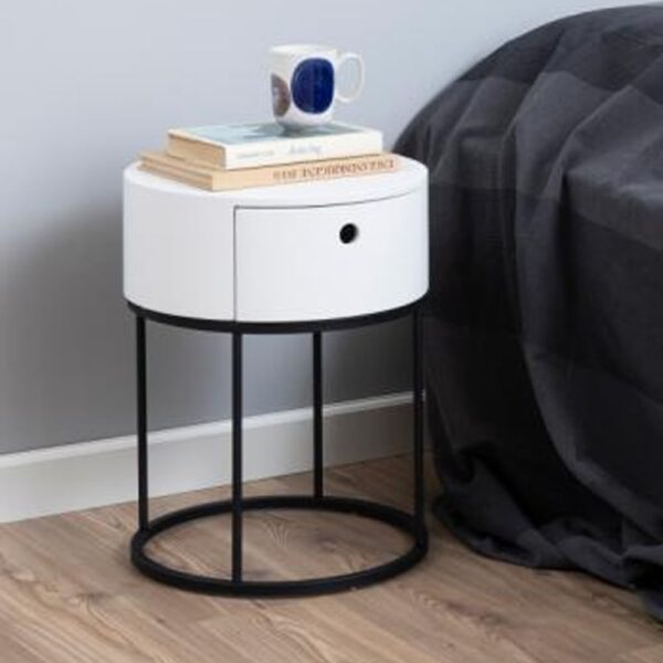 Portage Wooden Bedside Cabinet With 1 Drawer In White